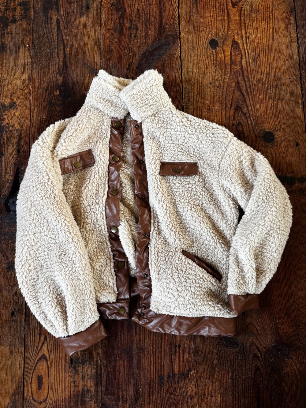 Teddy Sherpa Faux Leather Jacket Coat